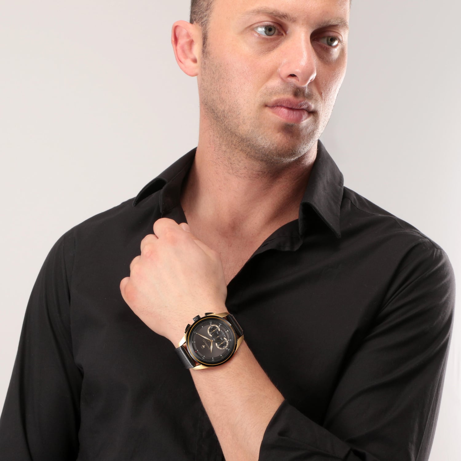  Shop Authentic Maserati Traguardo Chronograph Black Dial Black Leather Strap Watch For Men - R8871612033 - Luxxuri