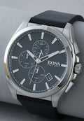  Shop Authentic Hugo Boss Grandmaster Chronograph Black Dial Black Leather Strap Watch for Men - 1513881 - Luxxuri