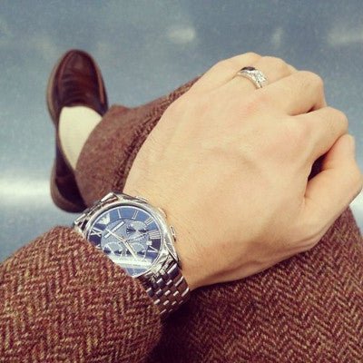  Shop Authentic Emporio Armani Classic Navy Blue Dial Stainless Steel Watch For Men - AR1787 - Luxxuri