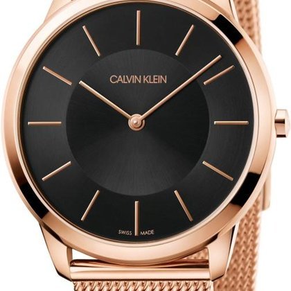  Shop Authentic Calvin Klein Minimal Black Dial Rose Gold Mesh Bracelet Watch for Men - K3M2162Y - Luxxuri