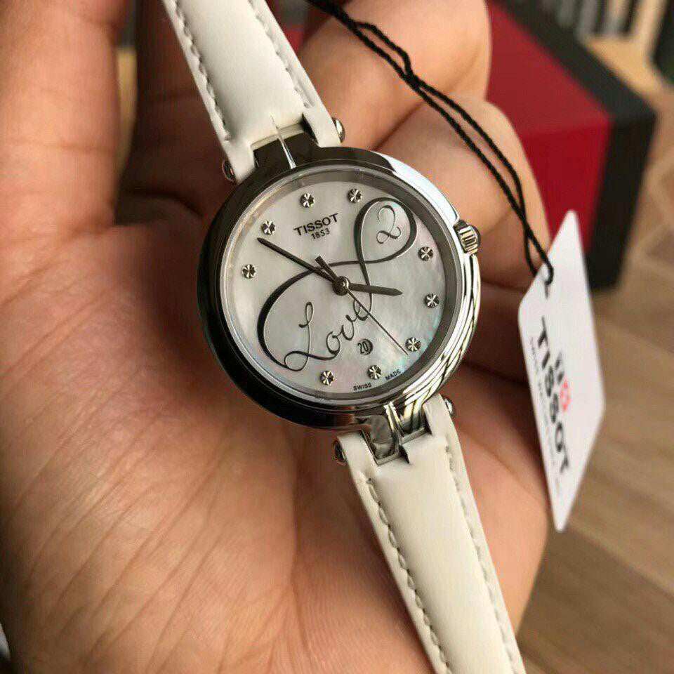  Shop Authentic Tissot T Trend Flamingo Valentines Mother of Pearl White Dial White Leather Strap Watch For Women - T094.210.16.111.01 - Luxxuri
