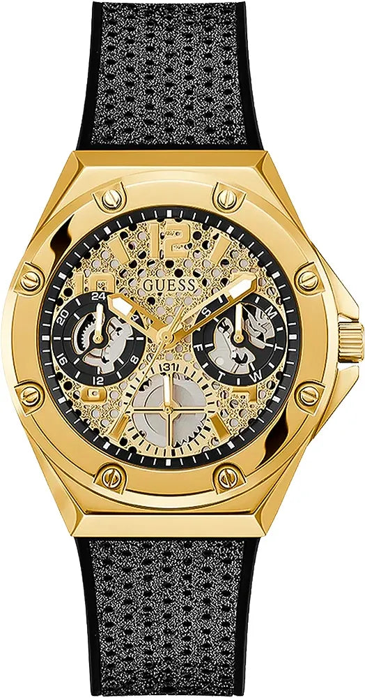  Shop Authentic Guess Asteria Multifunction Gold Dial Black Rubber Strap Watch For Women - GW0620L2 - Luxxuri