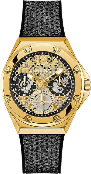  Shop Authentic Guess Asteria Multifunction Gold Dial Black Rubber Strap Watch For Women - GW0620L2 - Luxxuri