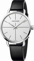  Shop Authentic Calvin Klein Even Silver Dial Black Leather Strap Watch for Men - K7B211CY - Luxxuri
