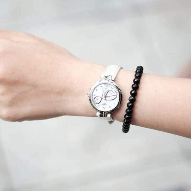 Tissot T Trend Flamingo Valentines Mother of Pearl White Dial White Leather Strap Watch For Women - T094.210.16.111.01