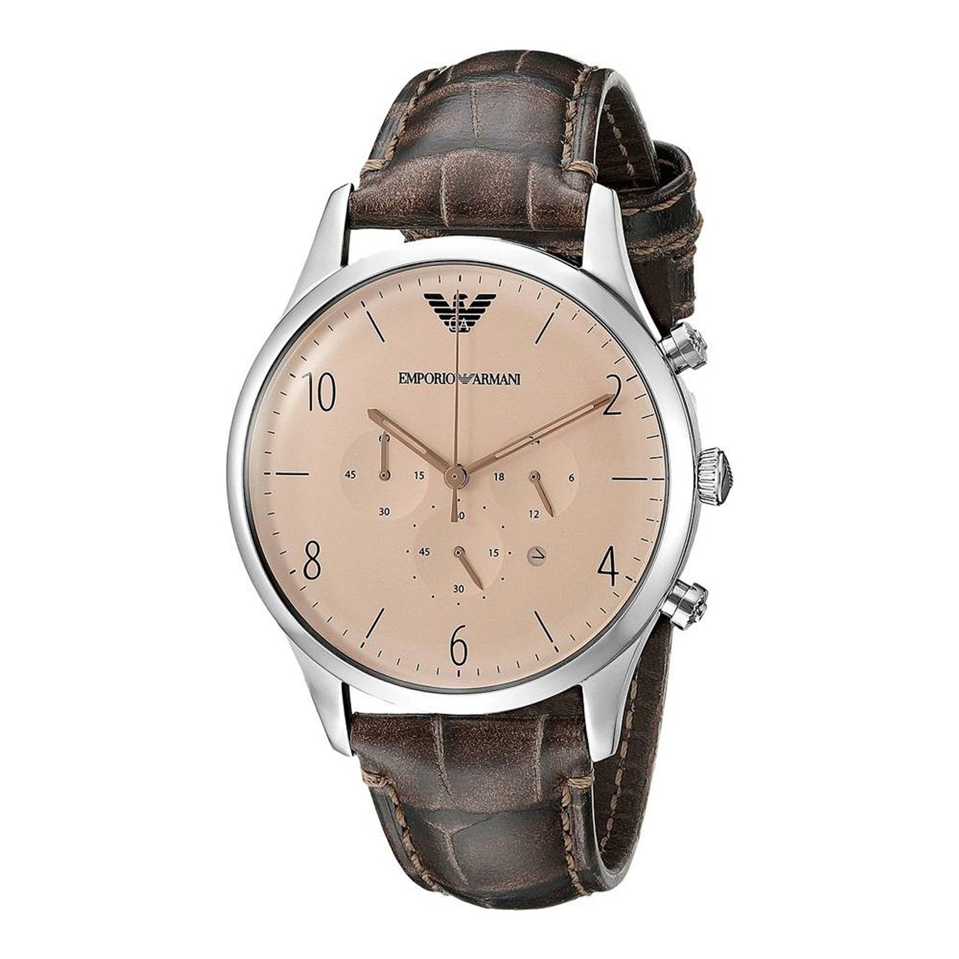  Shop Authentic Emporio Armani Classic Chronograph Cream Dial Brown Leather Strap Watch For Men - AR1878 - Luxxuri