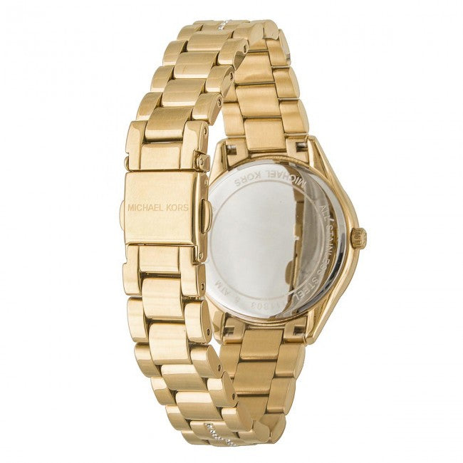 Michael Kors Lauryn Mother of Pearl White Dial Gold Steel Strap Watch for Women - MK3899