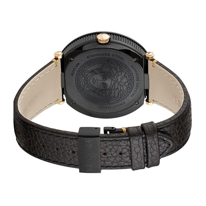  Shop Authentic Versace V-Metal Icon Black Dial Black Leather Strap Watch For Men - VQL030015 - Luxxuri