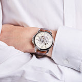  Shop Authentic Fossil Grant Automatic Beige Skeleton Dial Brown Leather Strap Watch for Men - ME3099 - Luxxuri
