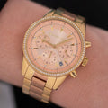  Shop Authentic Michael Kors Ritz Chronograph Rose Dial Two Tone Steel Strap Watch for Women - MK6475 - Luxxuri