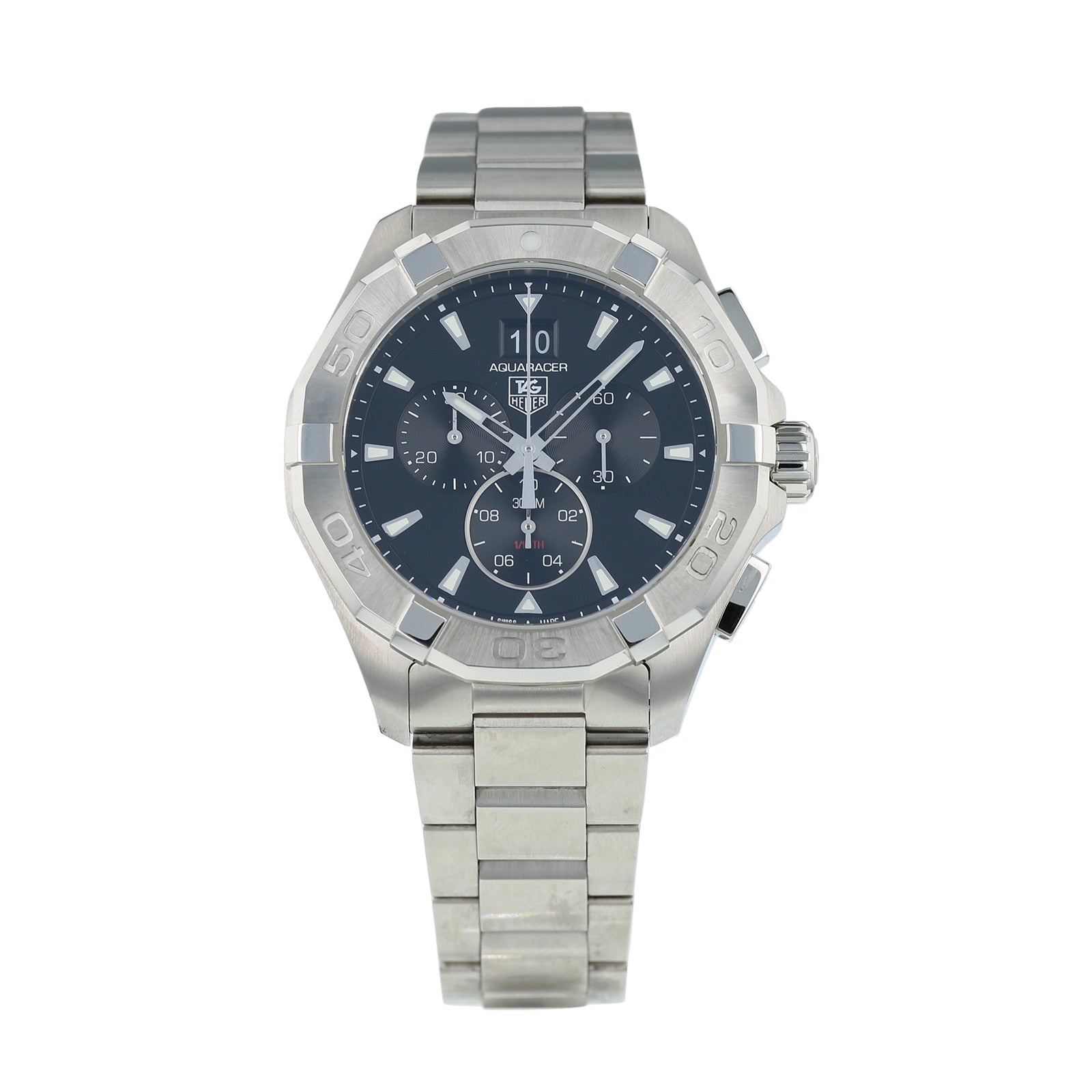  Shop Authentic Tag Heuer Aquaracer Chronograph Black Dial Silver Steel Strap Watch for Men - CAY1110.BA0927 - Luxxuri