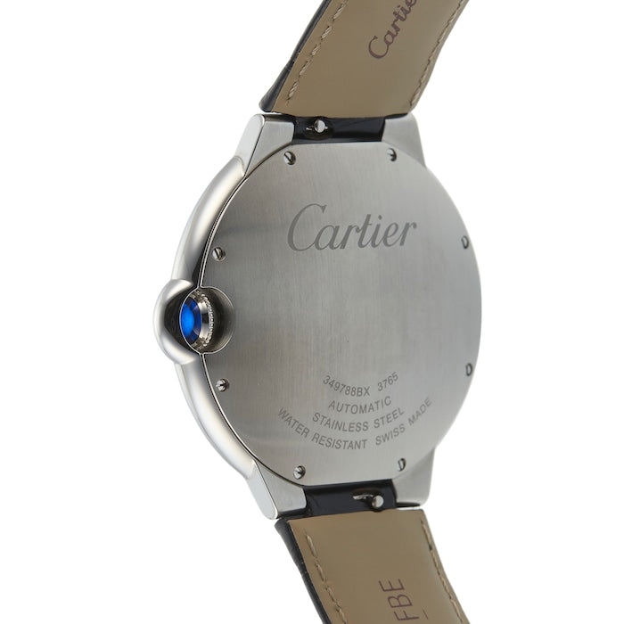  Shop Authentic Cartier Ballon Bleu de Cartier Silver Dial Black Leather Strap Watch for Men - WSBB0026 - Luxxuri