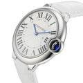  Shop Authentic Cartier Ballon Bleu de Cartier Silver Dial White Leather Strap Watch for Women - W6920087 - Luxxuri