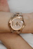  Shop Authentic Michael Kors Runway Analog Crystals Rose Gold Dial Two Tone Steel Strap Watch for Women - MK7355 - Luxxuri