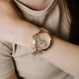  Shop Authentic Michael Kors Runway Analog Crystals Rose Gold Dial Two Tone Steel Strap Watch for Women - MK7355 - Luxxuri
