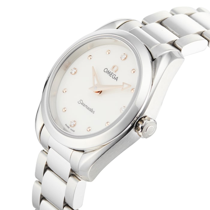  Shop Authentic Omega Seamaster Aqua Terra Quartz Diamond Silver Dial Silver Steel Strap Watch for Women - 220.10.28.60.54.001 - Luxxuri