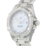  Shop Authentic Tag Heuer Aquaracer Diamonds Mother of Pearl White Dial Silver Steel Strap Watch for Women - WBD1415.BA0741 - Luxxuri