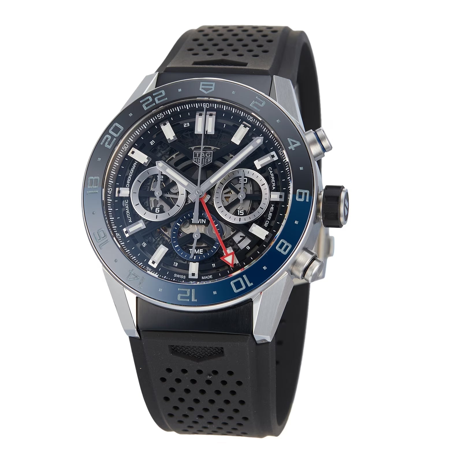  Shop Authentic Tag Heuer Carrera Automatic Chronograph Steel & Ceramic Black Dial Black Rubber Strap Watch for Men - CBG2A1Z.FT6157 - Luxxuri