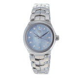  Shop Authentic Tag Heuer Link Quartz Diamonds Blue Mother of Pearl Dial Silver Steel Strap Watch for Women - WBC1313.BA0600 - Luxxuri