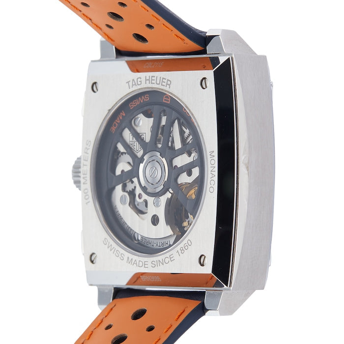  Shop Authentic Tag Heuer Monaco Gulf Automatic Chronograph Blue Dial Blue Leather Strap Watch for Men - CBL2115.FC6494 - Luxxuri