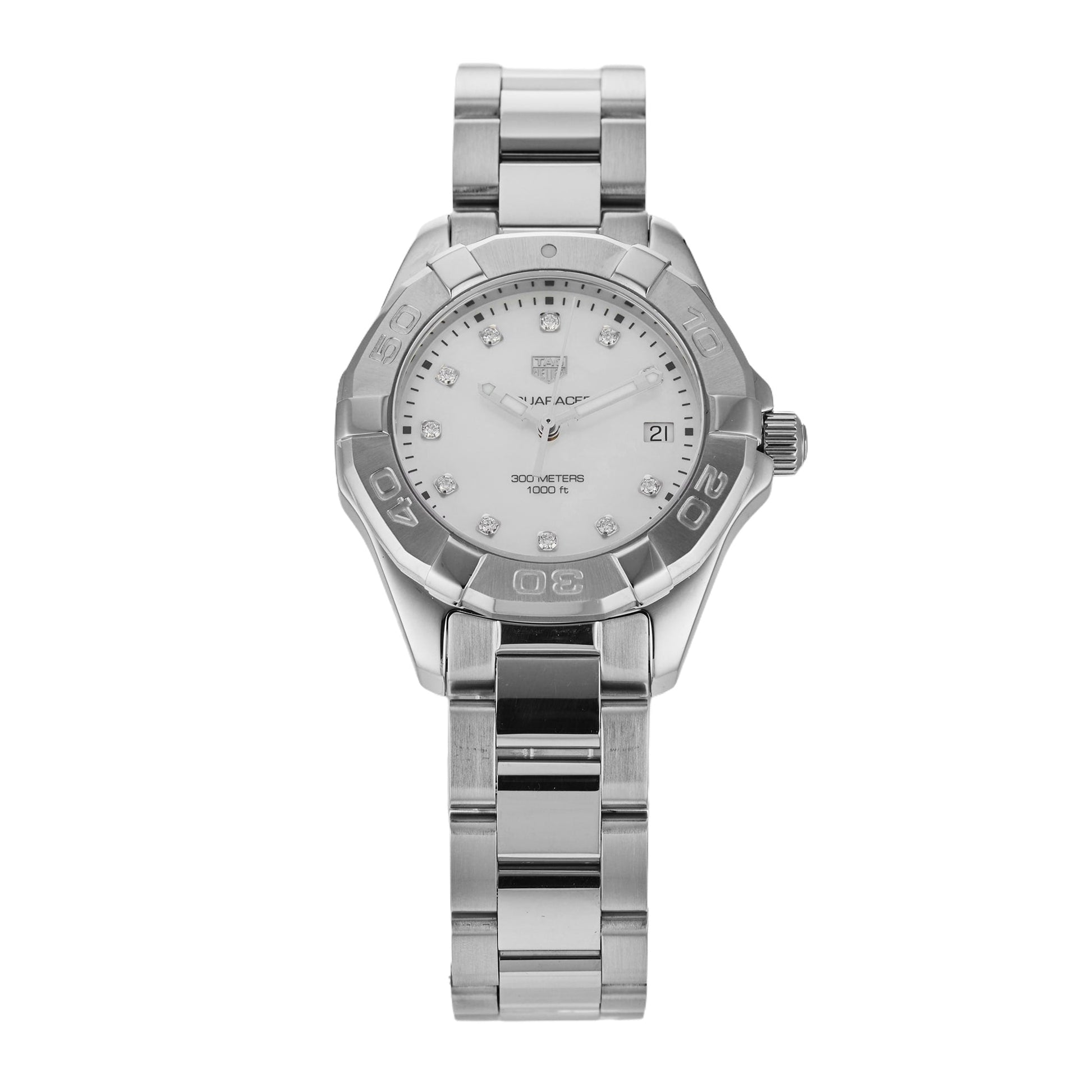  Shop Authentic Tag Heuer Aquaracer Diamonds Mother of Pearl Dial Silver Steel Strap Watch for Women - WBD131B.BA0748 - Luxxuri