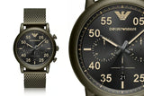  Shop Authentic Emporio Armani Luigi Quartz Chronograph Black Dial Green Mesh Bracelet Watch For Men - AR11115 - Luxxuri