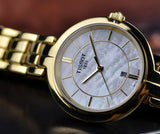  Shop Authentic Tissot Flamingo Mother of Pearl White Dial Gold Steel Strap Watch For Women - T094.210.33.111.00 - Luxxuri