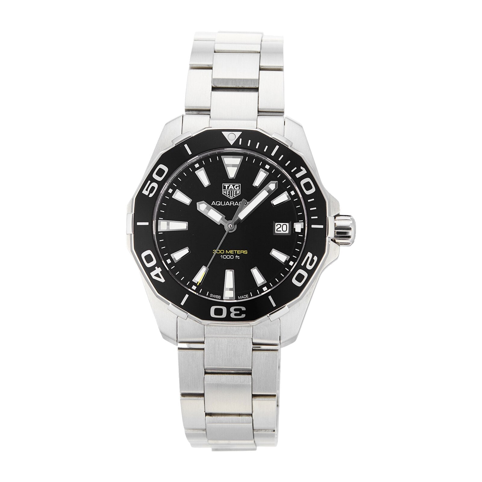Tag Heuer Aquaracer Black Dial Silver Steel Strap Watch for Men - WAY111A.BA0928
