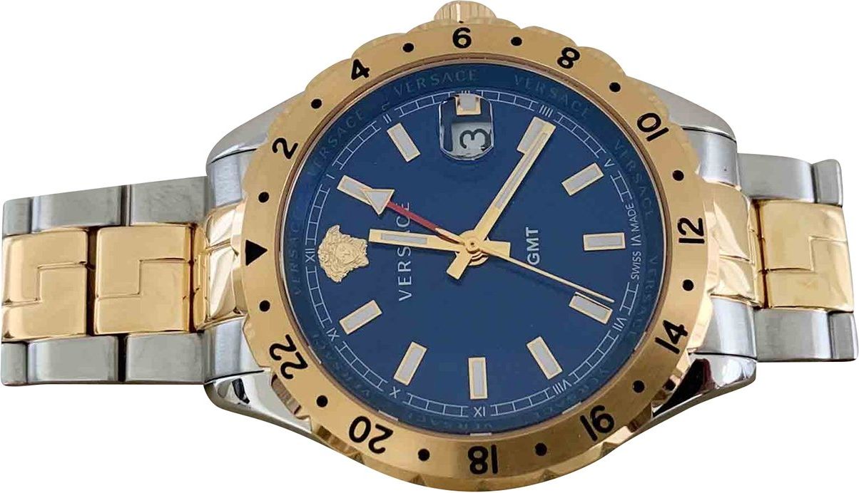  Shop Authentic Versace Hellenyium GMT Blue Dial Two Tone Steel Strap Watch for Men - V11060017 - Luxxuri