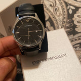  Shop Authentic Emporio Armani Lambda Classic Quartz Black Dial Black Leather Strap Watch For Men - AR11020 - Luxxuri