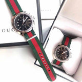  Shop Authentic Gucci GG2570 Quartz Black Dial Green & Red Nylon Strap Watch For Men - YA142305 - Luxxuri