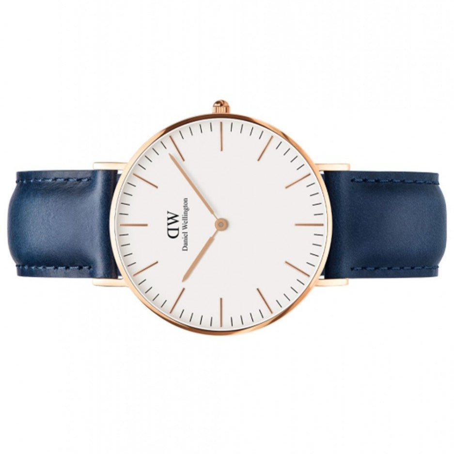  Shop Authentic Daniel Wellington Classic Somerset White Dial Blue Leather Strap Watch For Women - DW00100123 - Luxxuri