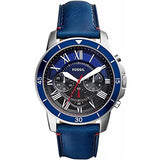  Shop Authentic Fossil Grant Chronograph Blue Dial Blue Leather Strap Watch for Men - FS5373 - Luxxuri