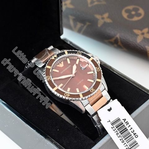  Shop Authentic Emporio Armani Diver Quartz Brown Dial Two Tone Steel Strap Watch For Men - AR11340 - Luxxuri