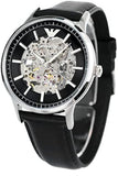  Shop Authentic Emporio Armani Meccanico Skeleton Automatic Black Dial Black Leather Strap Watch for Men - AR60038 - Luxxuri