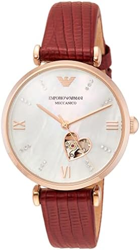  Shop Authentic Emporio Armani Gianni T-Bar Mother of Pearl White Dial Red Leather Strap Watch For Women - AR60048 - Luxxuri