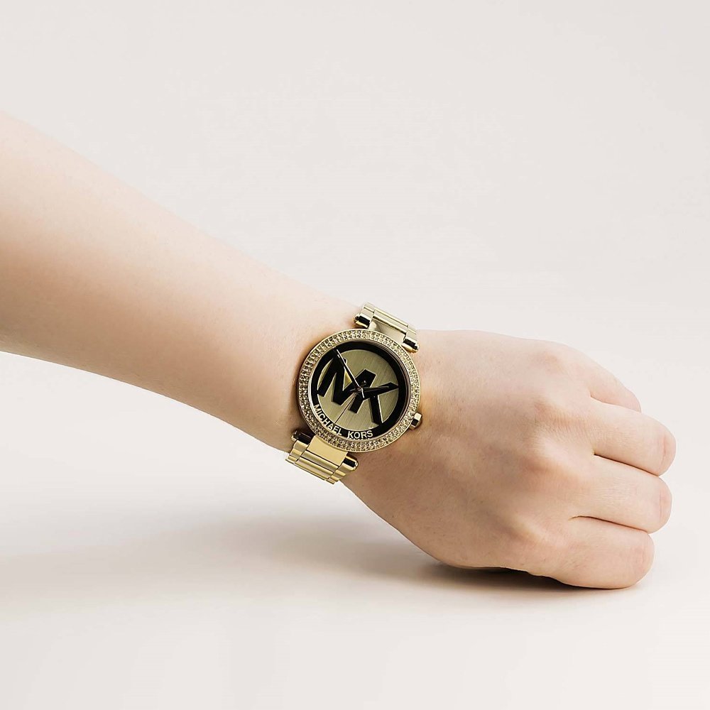  Shop Authentic Michael Kors Parker Diamonds Gold Dial Gold Steel Strap Watch for Women - MK5784 - Luxxuri