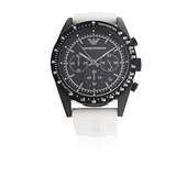  Shop Authentic Emporio Armani Sportivo Chronograph Black Dial White Rubber Strap Watch For Men - AR6112 - Luxxuri