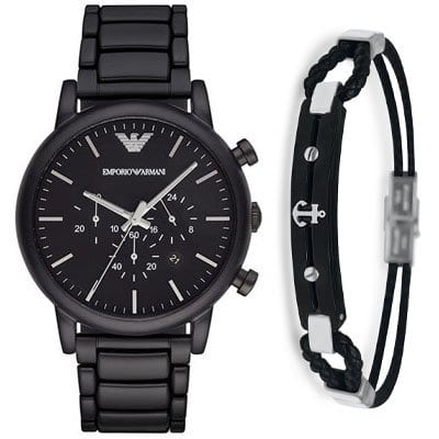  Shop Authentic Emporio Armani Luigi Chronograph Black Dial Black Stainless Steel Watch For Men - AR1507 - Luxxuri