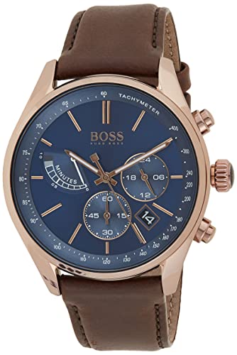  Shop Authentic Hugo Boss Grand Prix Blue Dial Brown Leather Strap Watch for Men - 1513604 - Luxxuri
