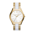 Michael Kors Slim Runway Quartz White Dial Two Tone Steel Strap Watch For Women - MK4295
