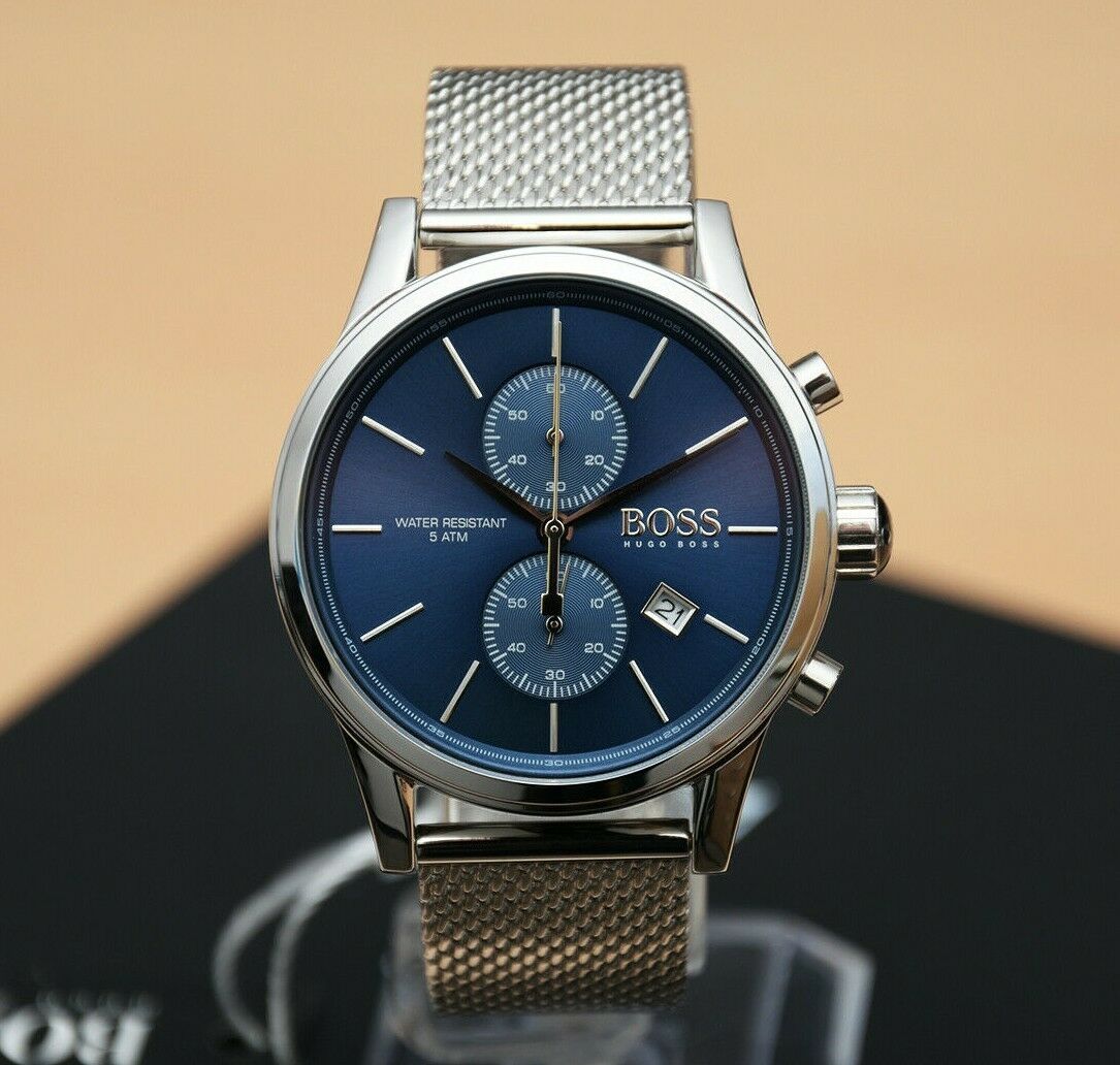  Shop Authentic Hugo Boss Jet Blue Dial Silver Mesh Bracelet Watch for Men - 1513441 - Luxxuri