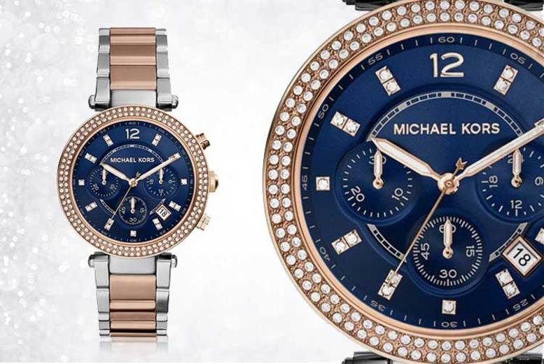  Shop Authentic Michael Kors Parker Blue Dial Two Tone Steel Strap Watch for Women - MK6141 - Luxxuri