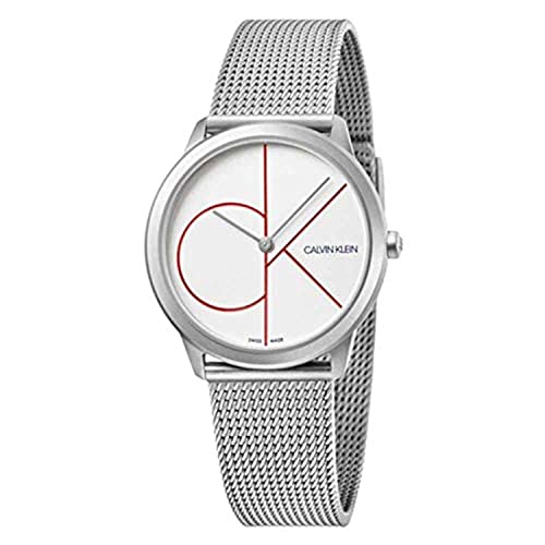  Shop Authentic Calvin Klein Minimal White Dial Silver Mesh Bracelet Watch for Men - K3M51152 - Luxxuri