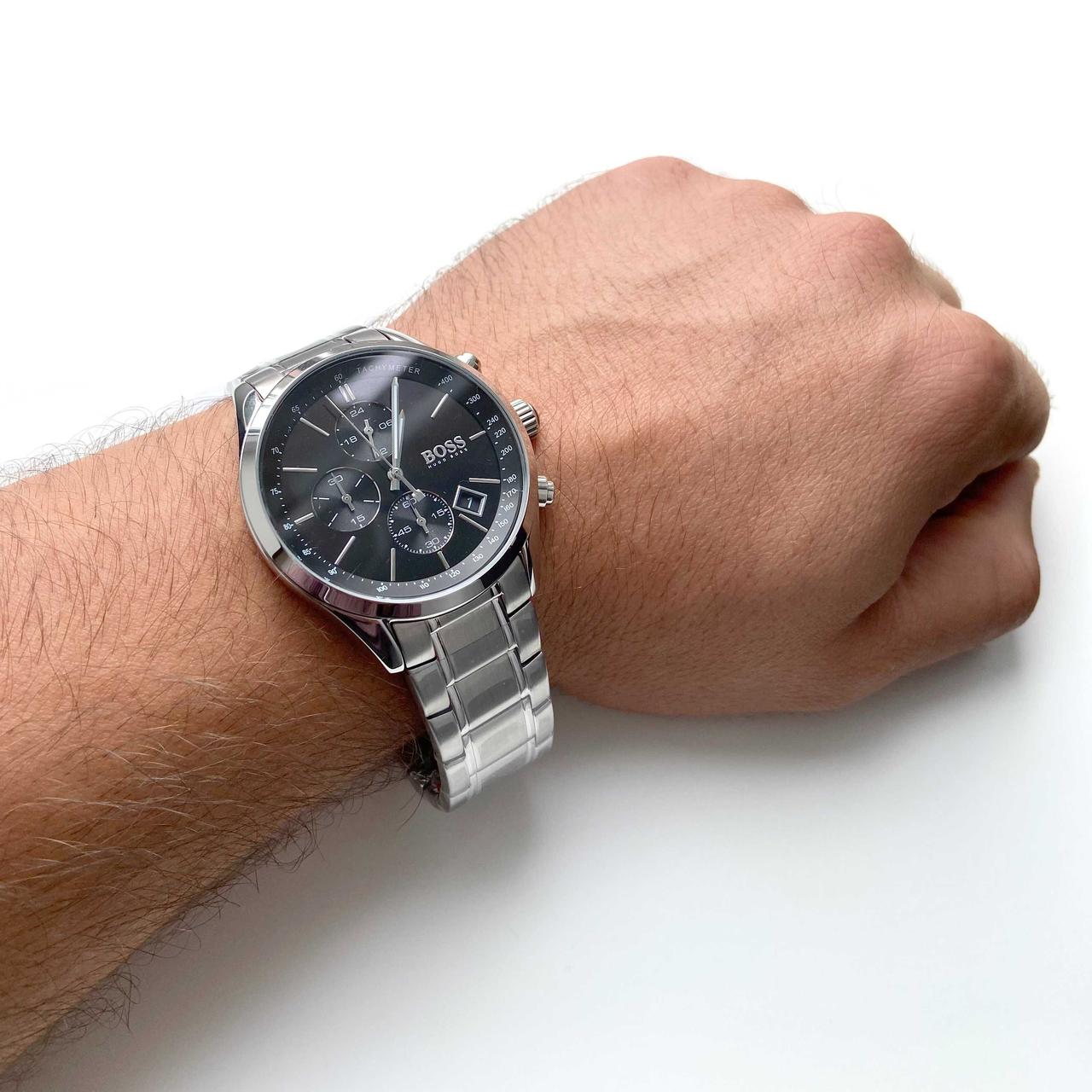  Shop Authentic Hugo Boss Grand Prix Black Dial Silver Steel Strap Watch for Men - 1513477 - Luxxuri