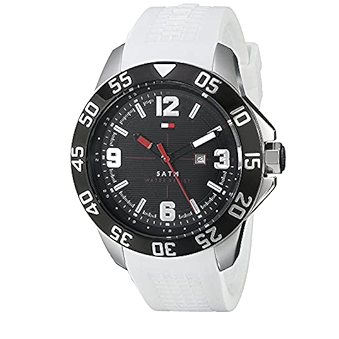  Shop Authentic Tommy Hilfiger Sport Black Dial White Rubber Strap Watch for Men - 1790986 - Luxxuri