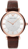  Shop Authentic Emporio Armani Gianni T-Bar Silver Dial Brown Leather Strap Watch For Women - AR11269 - Luxxuri