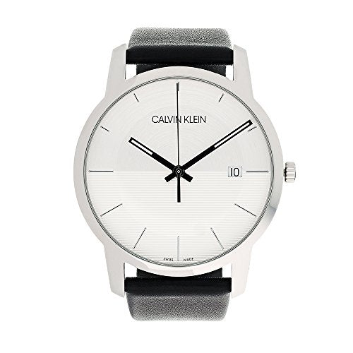  Shop Authentic Calvin Klein City White Dial Black Leather Strap Watch for Men - K2G2G1CD - Luxxuri