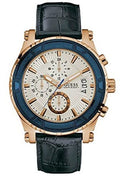  Shop Authentic Guess Pinnacle Chronograph White Dial Blue Leather Strap Watch For Men - W0673G6 - Luxxuri