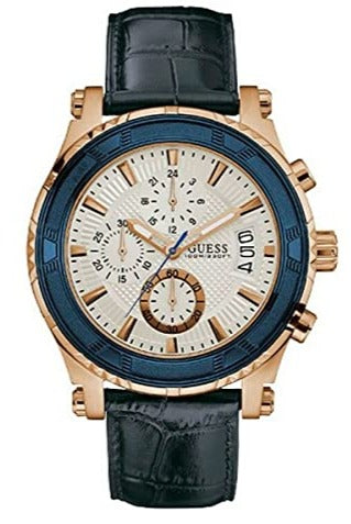 Shop Authentic Guess Pinnacle Chronograph White Dial Blue Leather Strap Watch For Men - W0673G6 - Luxxuri